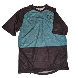 Fox Racing Mens MTB Jersey Short Sleeve Teal Black Colorblock Size M